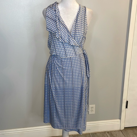 [Paul Smith BLACK] Blue/White Pattern Wrap Dress - Size Small - Picture 1 of 5
